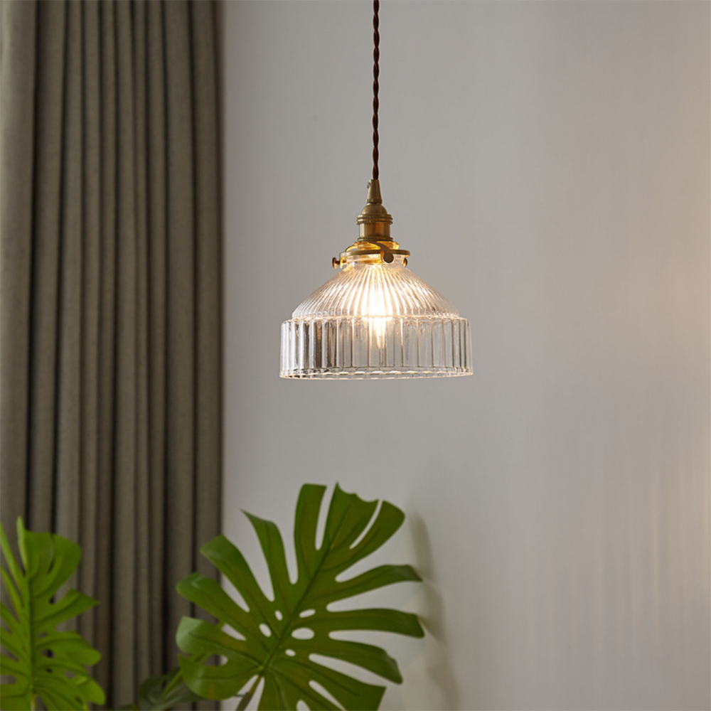 vintage ribbed glass pendant light