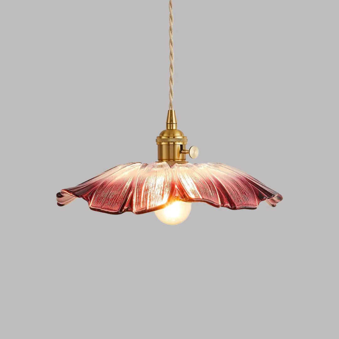 Flower Glass Pendant Light Adjustable For Home