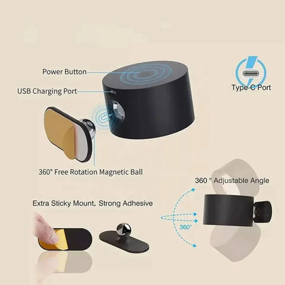 Wireless Wall Light – 360° Adjustable – USB Rechargeable