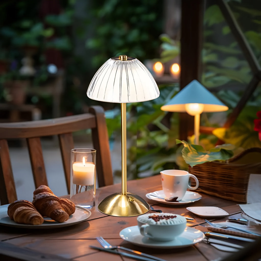 Rechargeable Table Lamp – Touch Control – Dimmable LED – Crystal-Style Shade