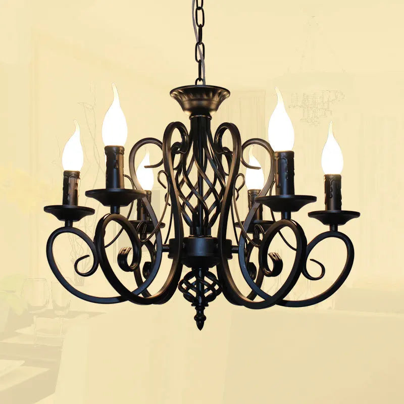 Classic LED Chandelier Light 6 8 Arms Hanging Chain Black Blue Bronze Iron Chandelier Light LED