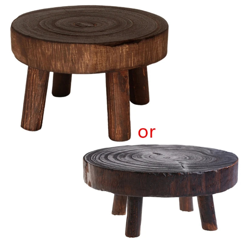 Solid Wood round Bench Flower Pot Holder Plant Succulent Flower Pot Base Display Stand Stool Home Garden Patio Decor Wholesales