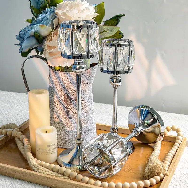 Crystal Candlesticks Set of 3, Candle Holder Set, Crystal Material, Angel Design Wedding & Home Decor, Interior Decoration Accessories, Decoration Items, Perfect for Special Occasions, Stylish Table Centerpieces, Crystal Candle Holders