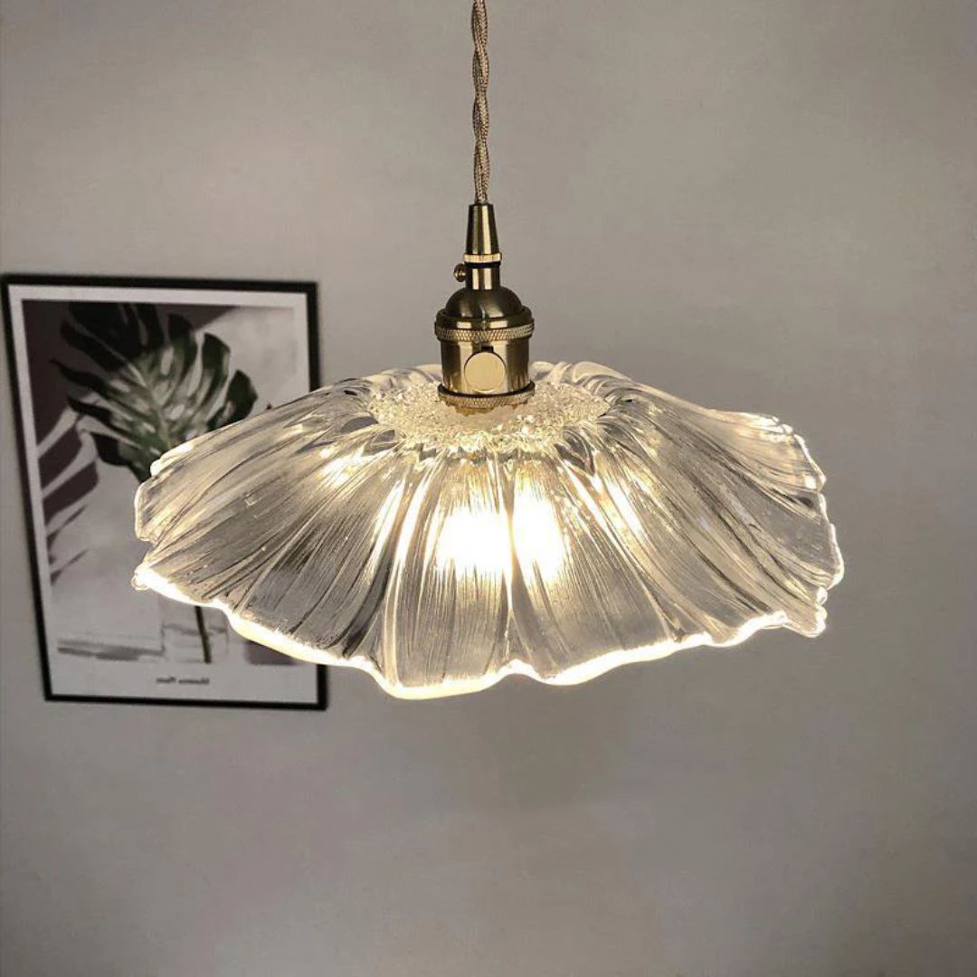 Flower Glass Pendant Light Adjustable For Home