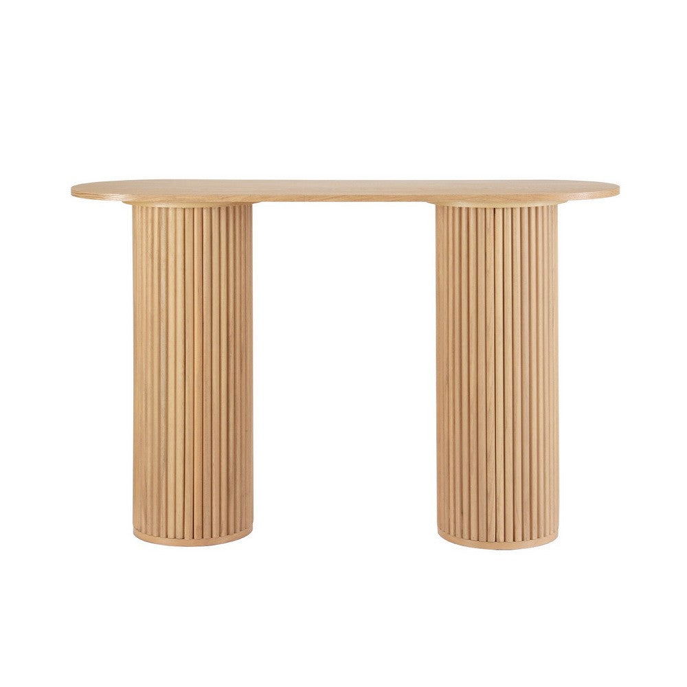Artiss Console Table Oval Wooden Entry Table Hallway Tables Furniture 115CM Pine