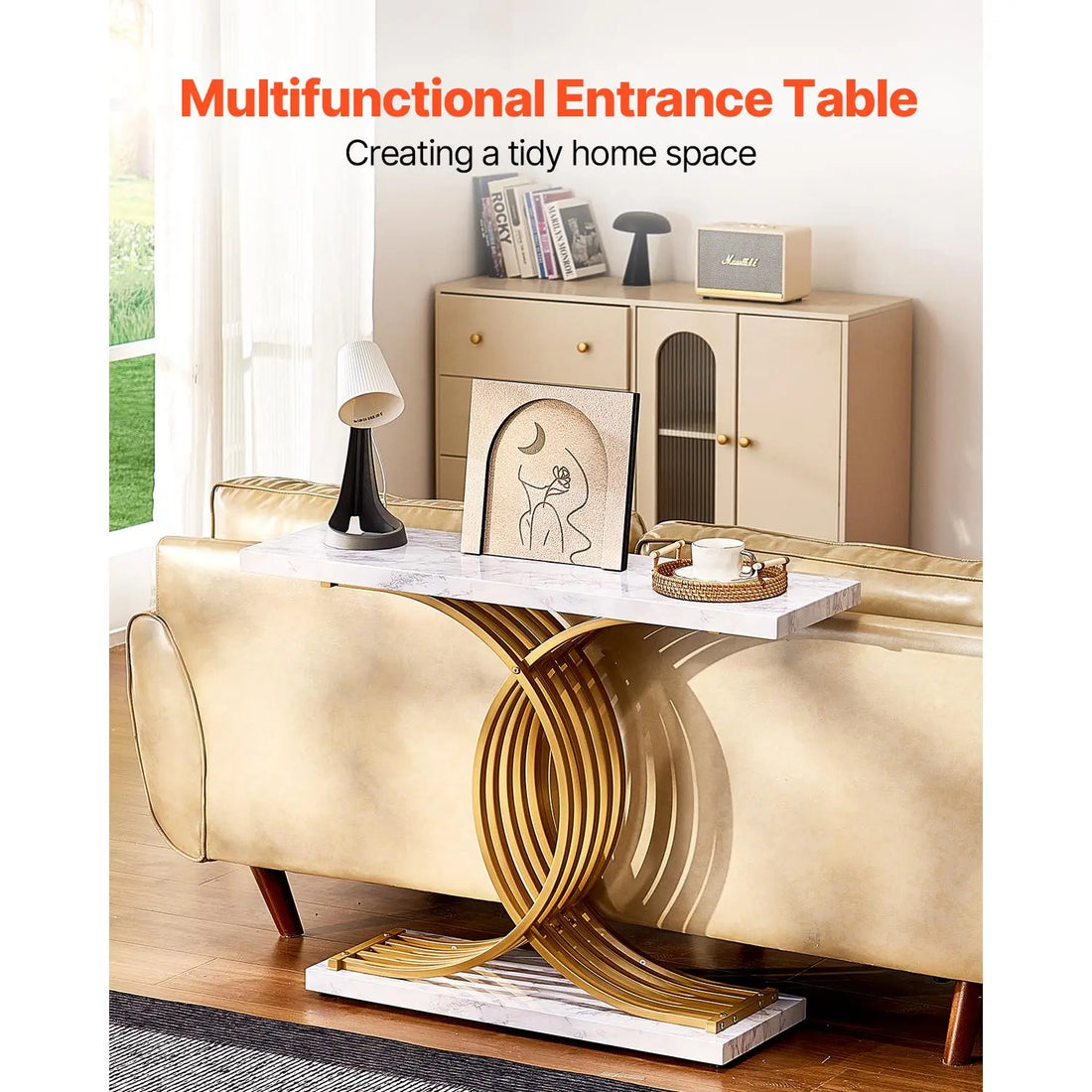【Summerfinds】Vevor Narrow Console Sofa Table, 39.4 Inches behind Couch Table, 1-Tier Long Entryway Table and Skinny Hallway Table, Narrow Sofa Table with Metal Frame, for Entryway, Hallway, Living Room & Bedroom