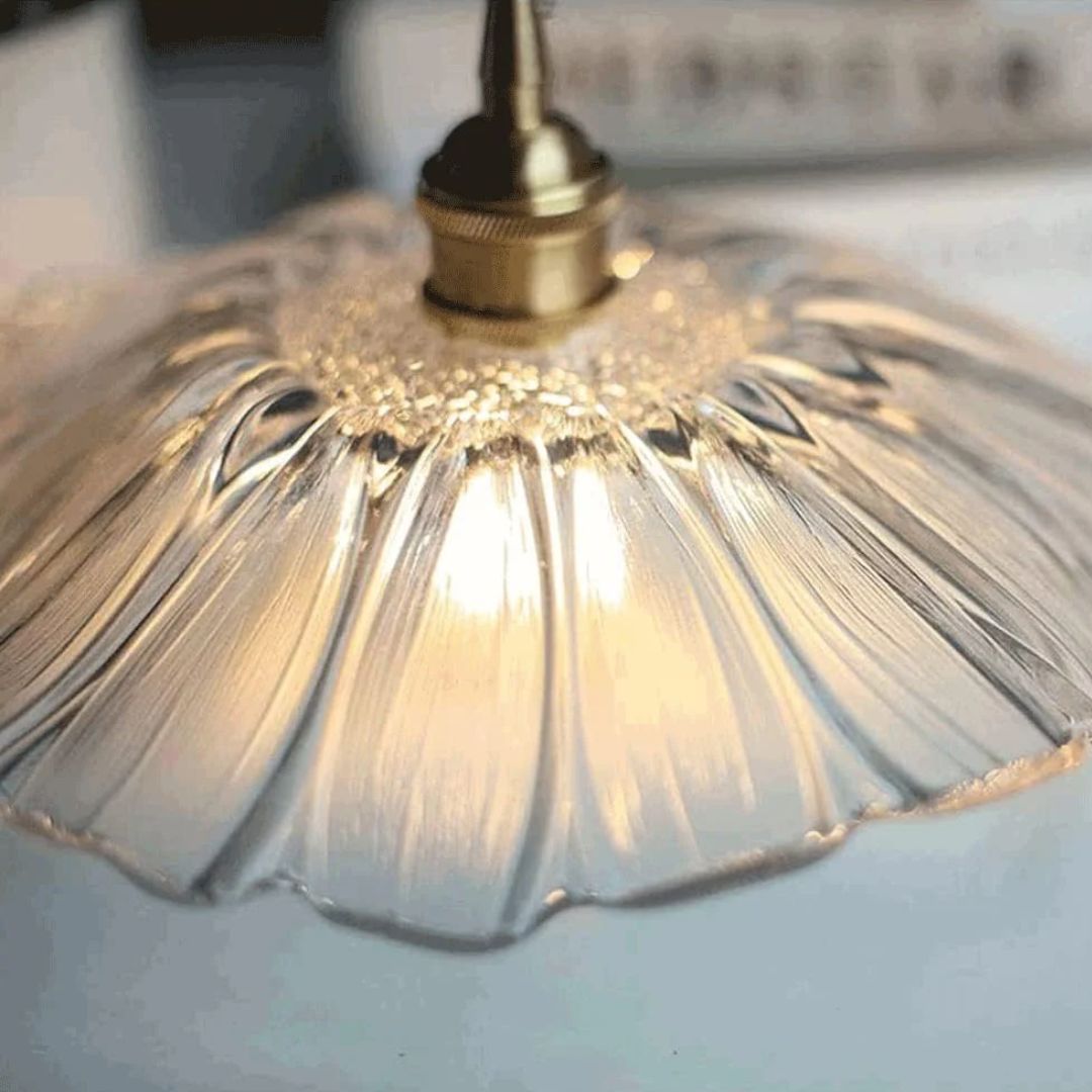 Flower Glass Pendant Light Adjustable For Home