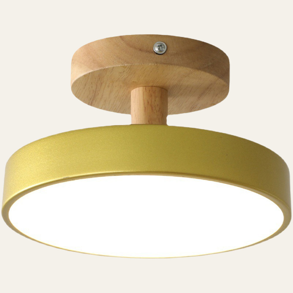 LED Ceiling Light – Wooden Base – Round Design