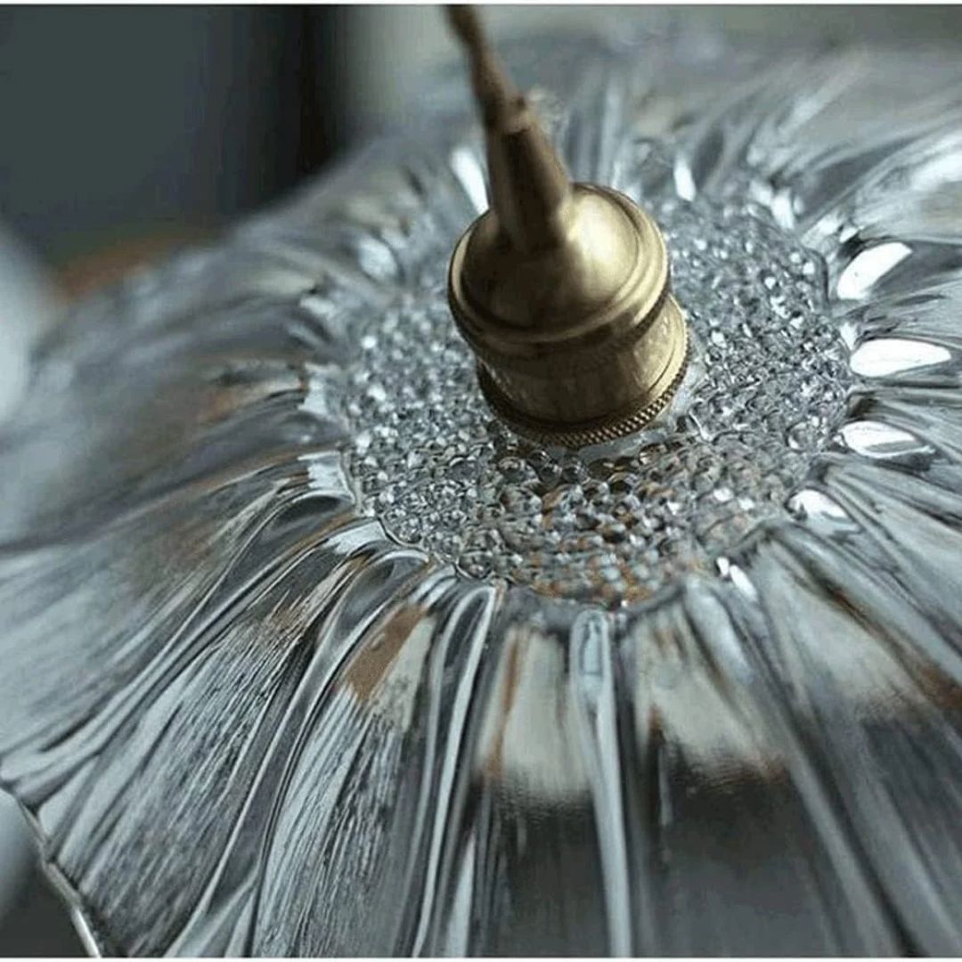 Flower Glass Pendant Light Adjustable For Home