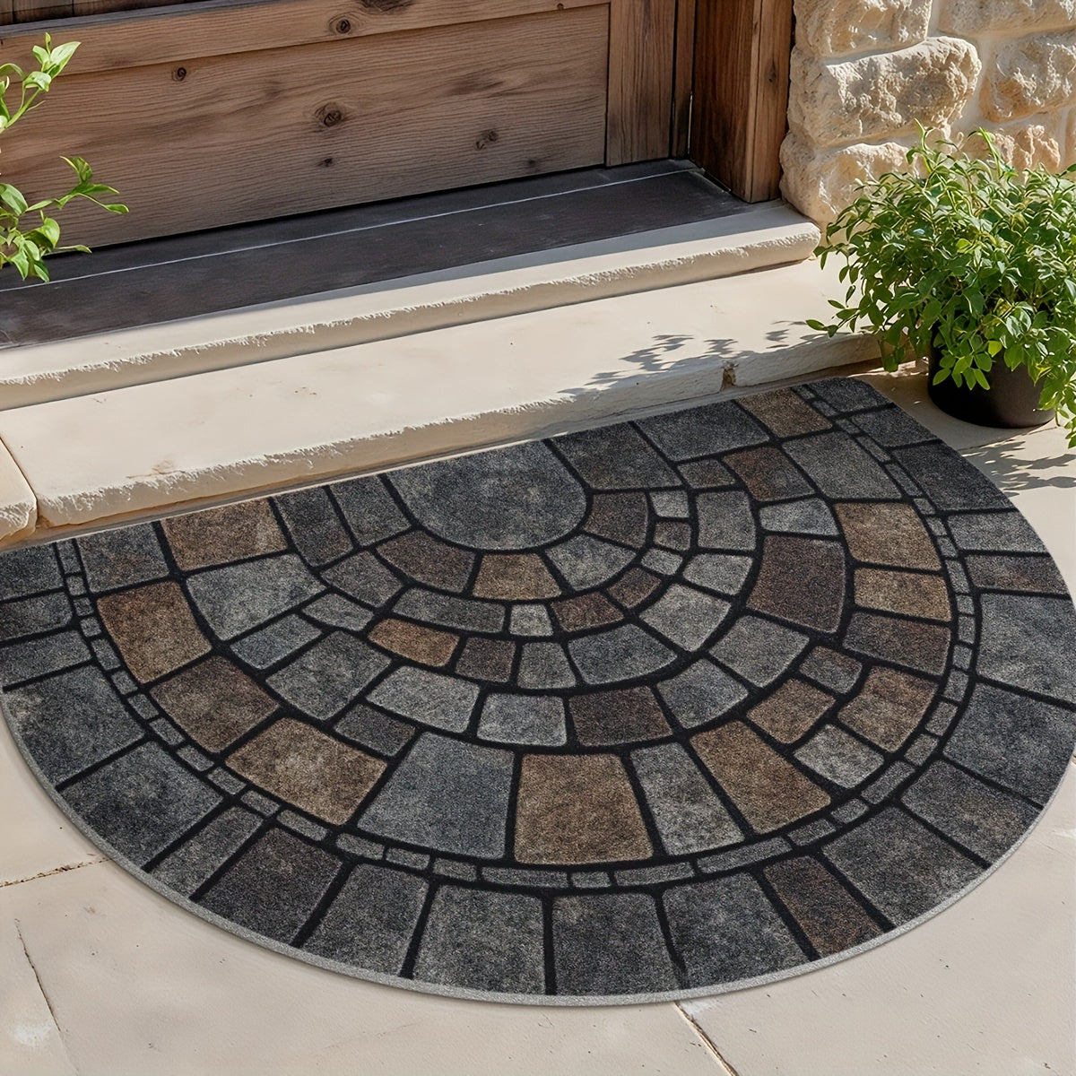 Semi-Circular Door Mat – Non-Slip – Polyester – Indoor & Outdoor