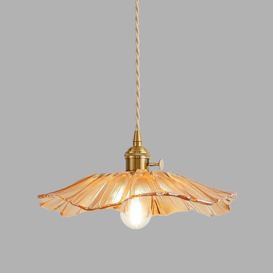 Flower Glass Pendant Light Adjustable For Home