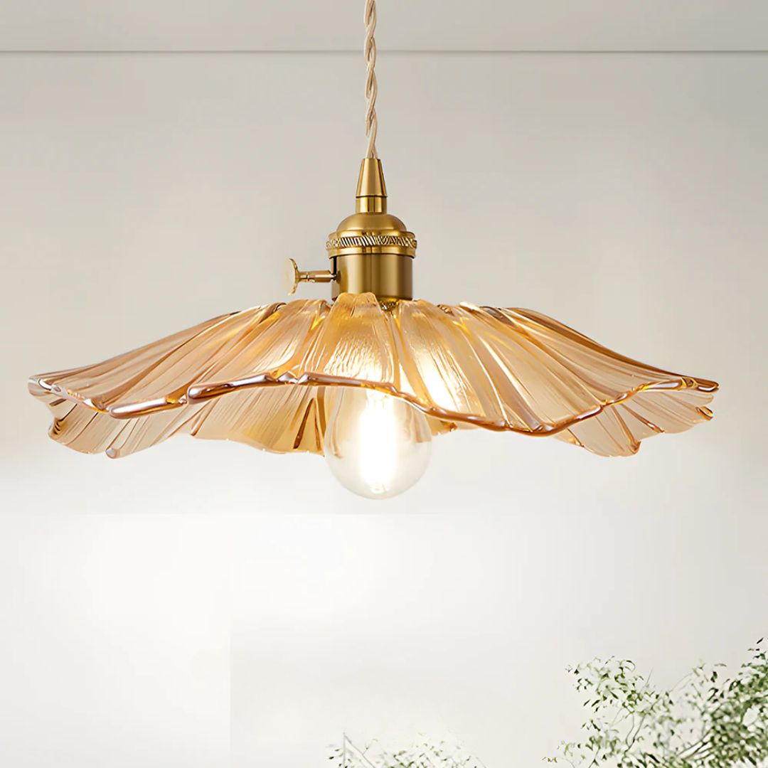 Flower Glass Pendant Light Adjustable For Home