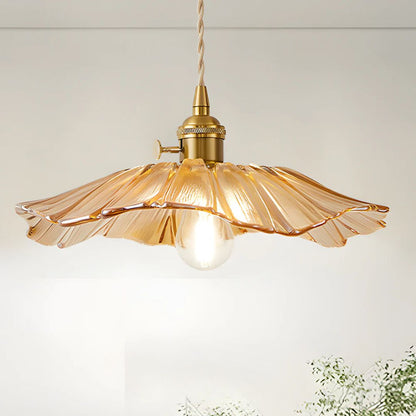 Flower Glass Pendant Light Adjustable For Home
