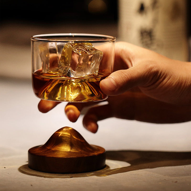 Japanese Whisky Glass Heat Resistant Wooden Base