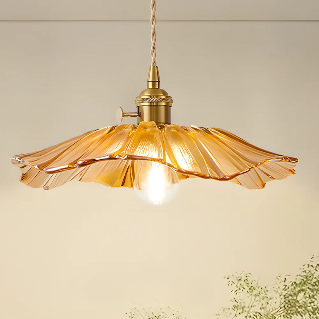Flower Glass Pendant Light Adjustable For Home