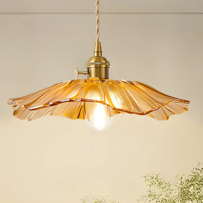 Flower Glass Pendant Light Adjustable For Home