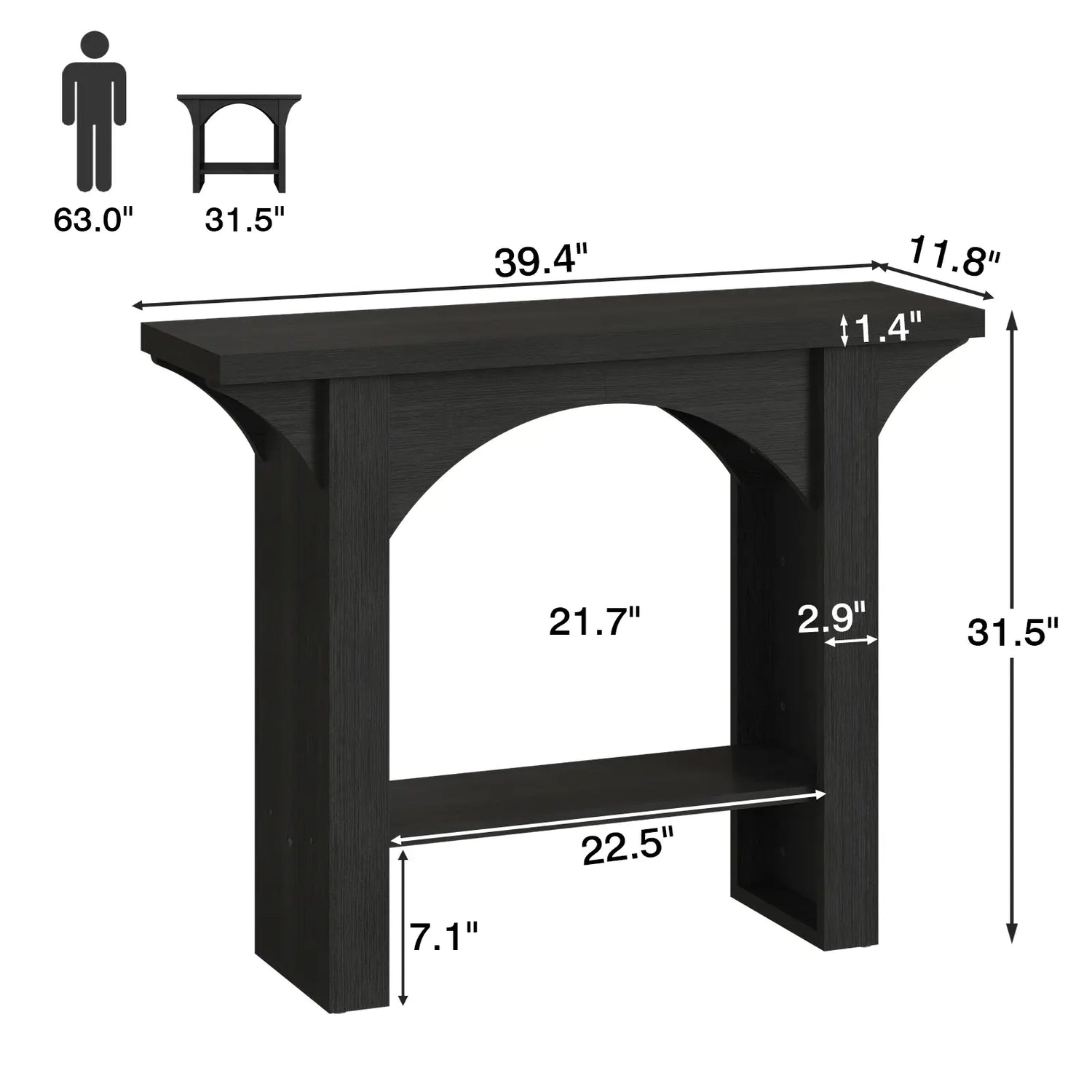 Console Table, Entryway Table with LED Light 39-Inch Sikaic Modern Narrow Wood Hallway Tables behind Couch Sofa Tables for Living Room, Entryway, Foyer