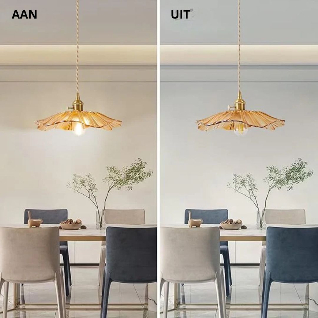 Flower Glass Pendant Light Adjustable For Home