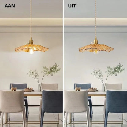 Flower Glass Pendant Light Adjustable For Home