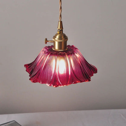 Flower Glass Pendant Light Adjustable For Home