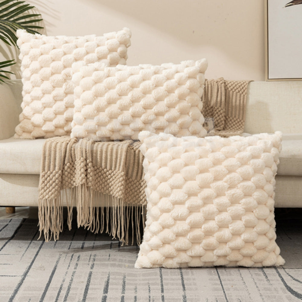 Plush Cushion Cover – 3D Texture – Cotton Polyester Blend
