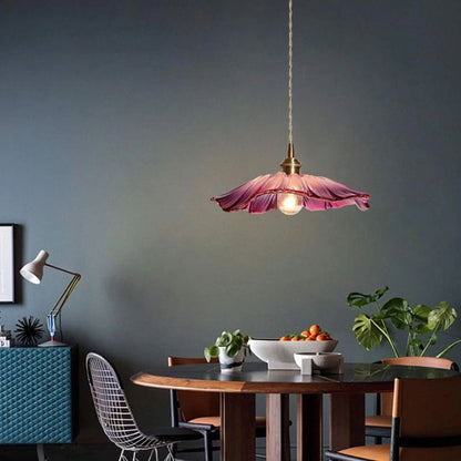 Flower Glass Pendant Light Adjustable For Home