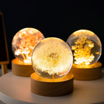 3D Flower Crystal Lamp Warm Light