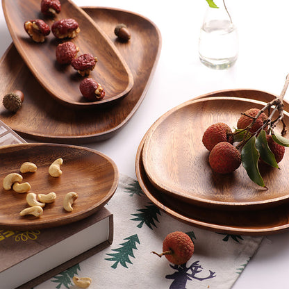 Wood Dinner Plate Wooden Serving Tray Dessert Bread Food Storage Dish Dinnerware