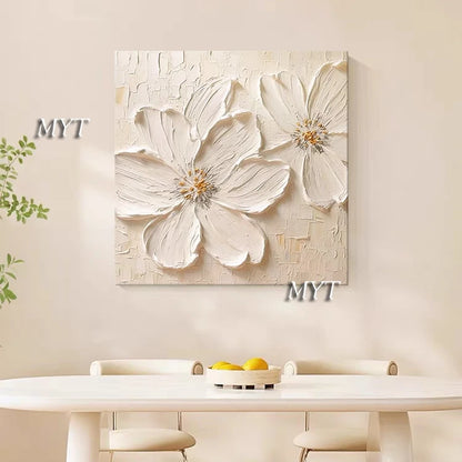 Fancy Home Decor Hot Sale Home Decor Flower Pictures Pieces White Flower Wall Art Oil Paintings Unframed