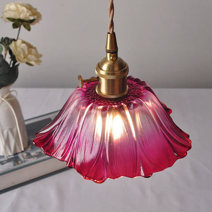 Flower Glass Pendant Light Adjustable For Home