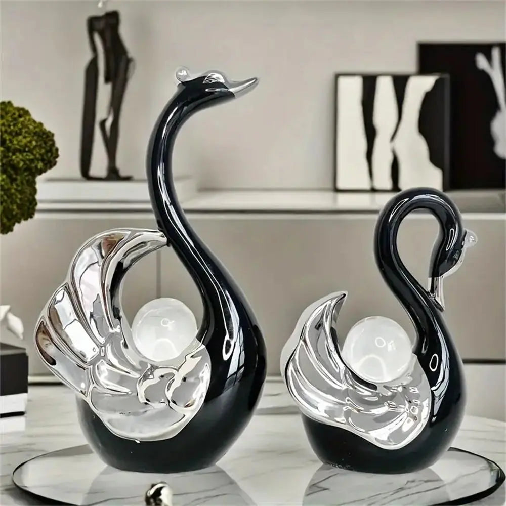Swan-Design Ornament, Ceramic Ornaments, Decorative Ornaments, Creative Desktop Decoration, Modern Home Decor for Living Room Entrance TV Cabinet, Room Decor, Home Decor