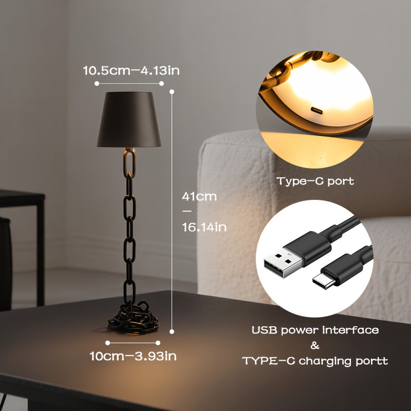 Chain-Link Table Lamp – Rechargeable – Touch Dimming – LED Downlight