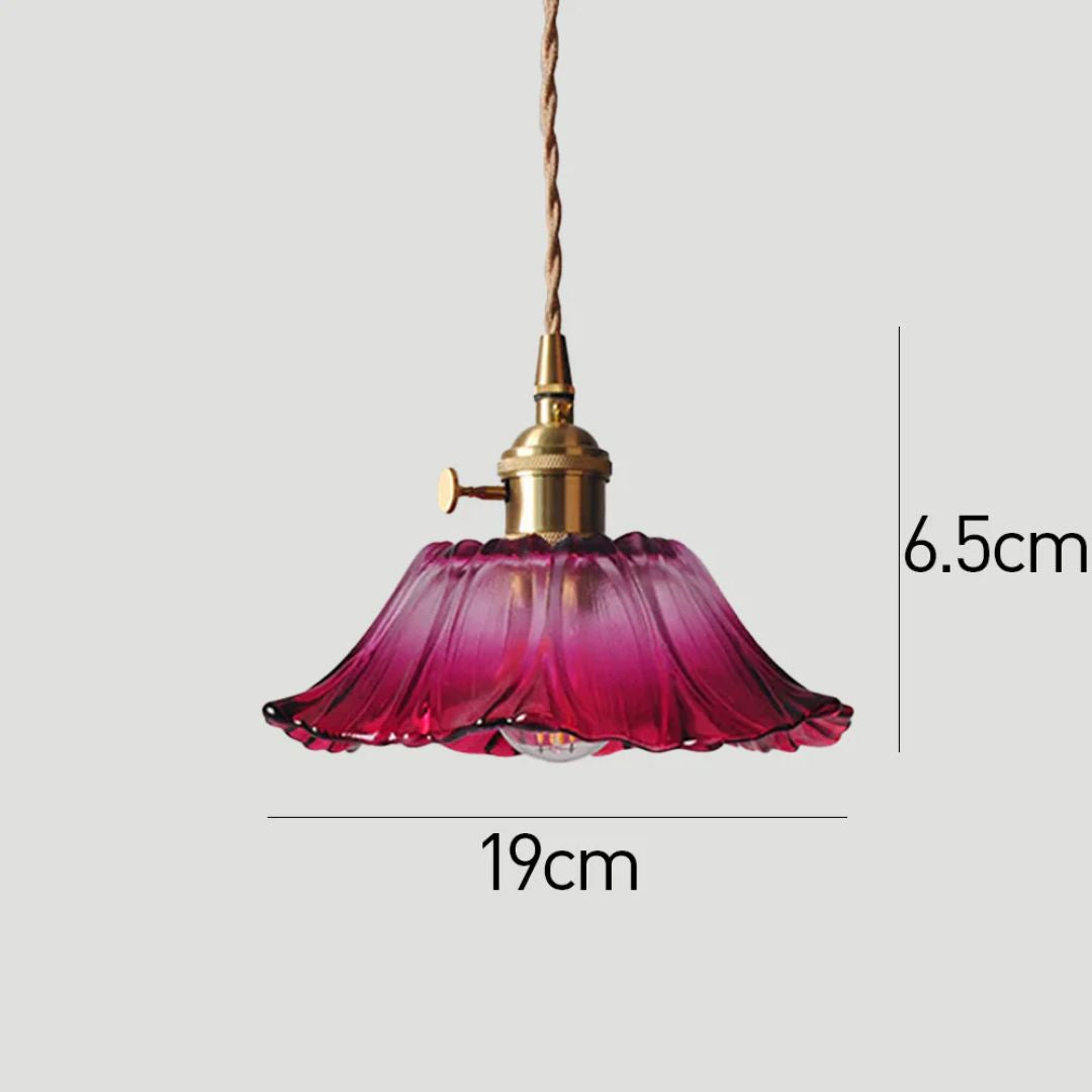 Flower Glass Pendant Light Adjustable For Home