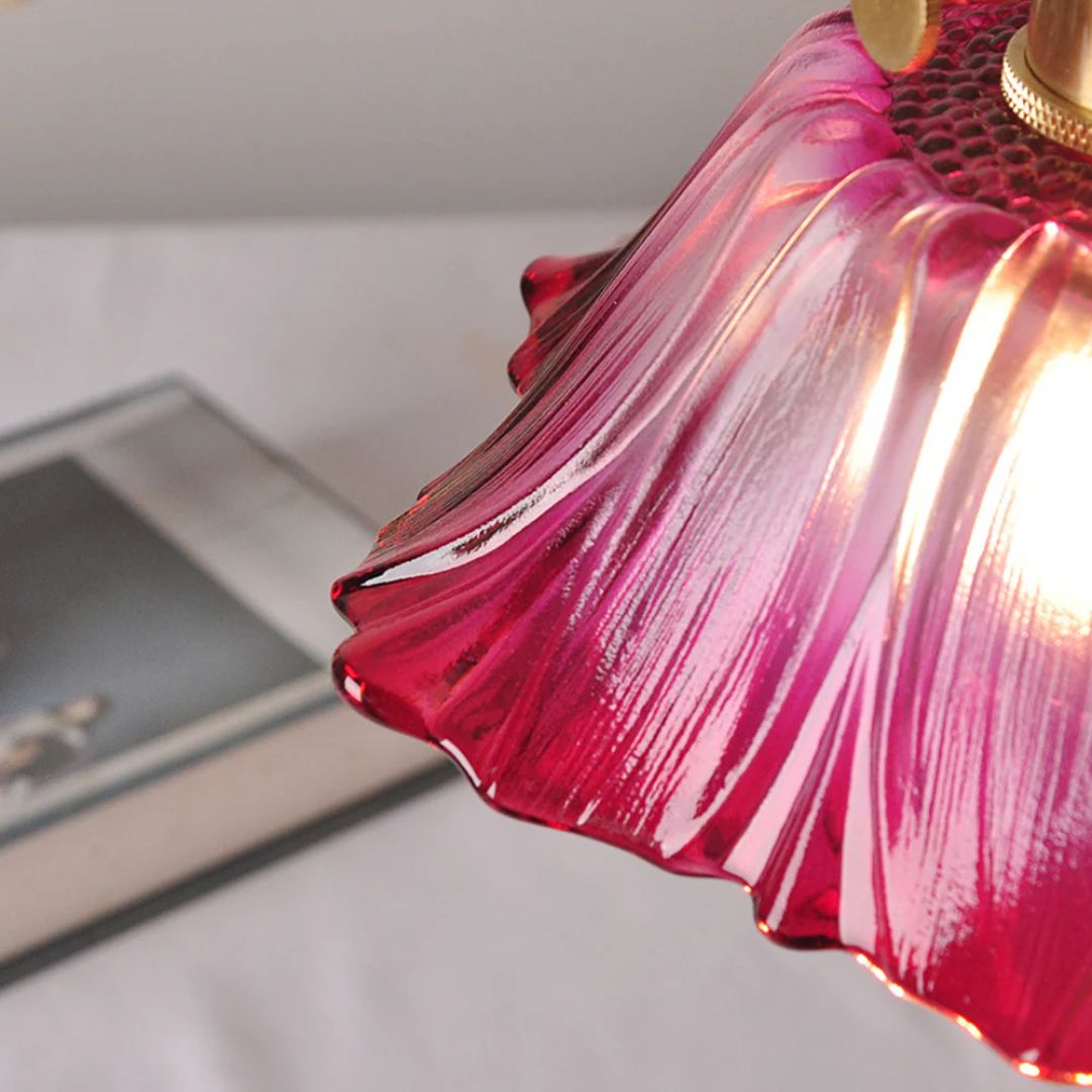 Flower Glass Pendant Light Adjustable For Home