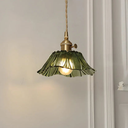 Flower Glass Pendant Light Adjustable For Home