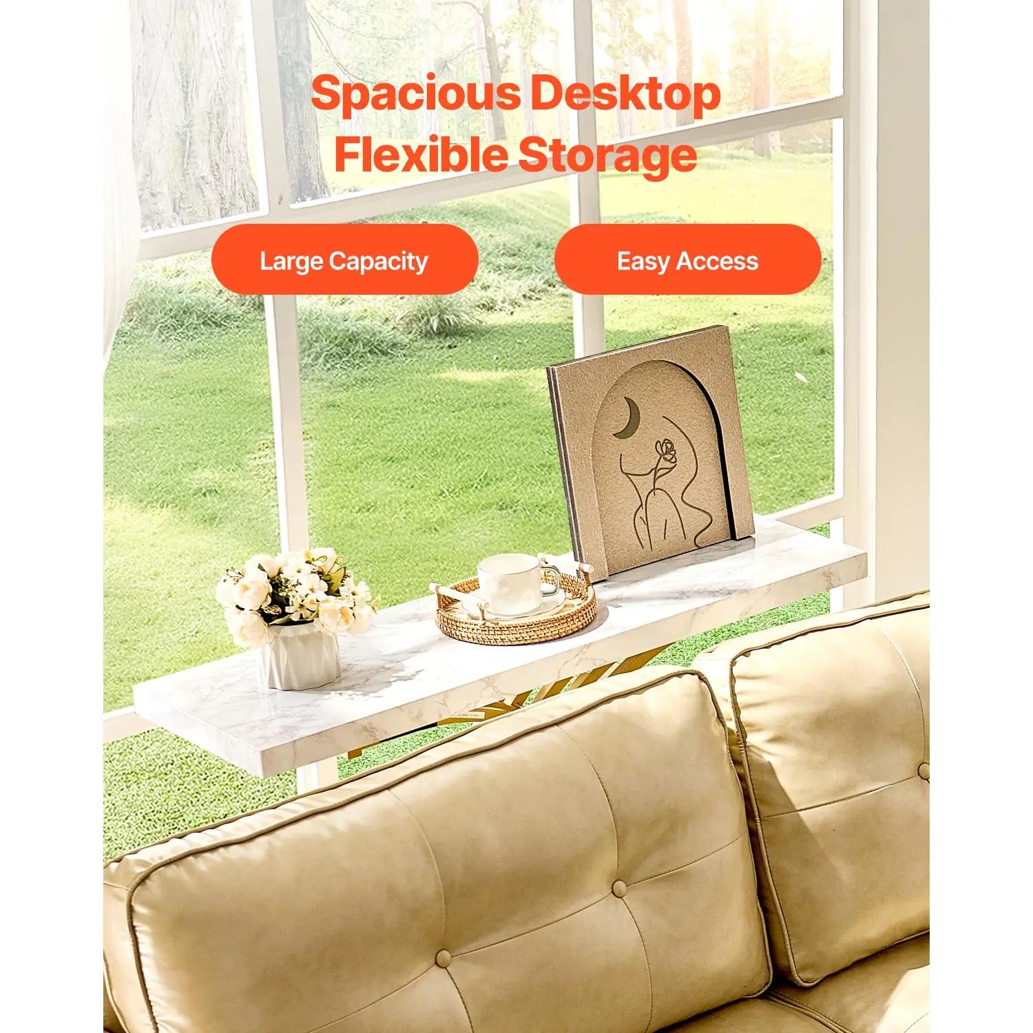 【Summerfinds】Vevor Narrow Console Sofa Table, 39.4 Inches behind Couch Table, 1-Tier Long Entryway Table and Skinny Hallway Table, Narrow Sofa Table with Metal Frame, for Entryway, Hallway, Living Room &amp; Bedroom