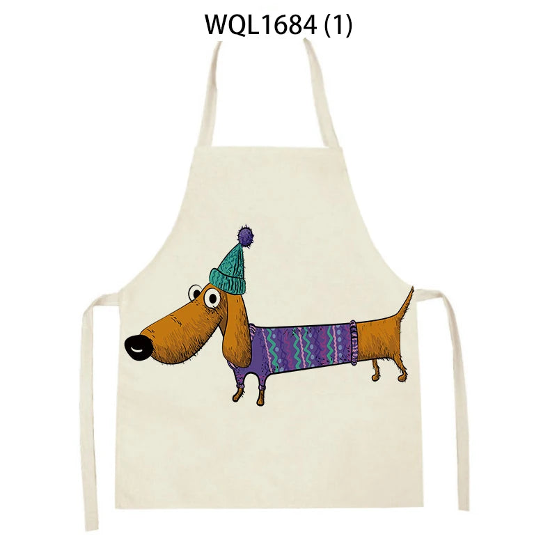 1Pcs Kitchen Apron Dachshund Animal Printed Sleeveless Cute Dachshund Aprons for Men Women Home Cleaning Tools 55*68Cm Tablier