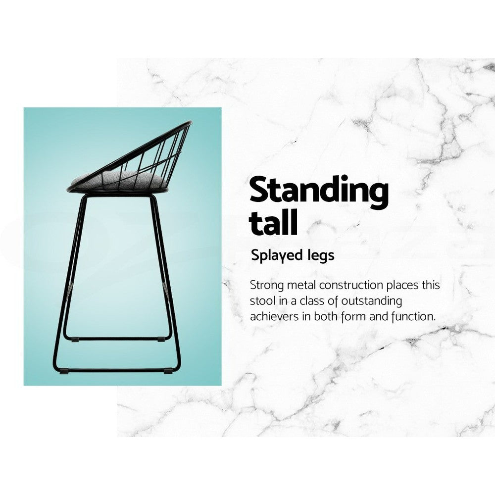 Artiss 4X Bar Stools Kitchen Dining Chairs Counter Stool Linen Padded Metal