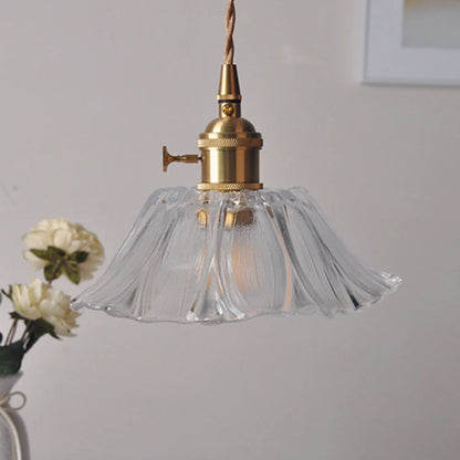 Flower Glass Pendant Light Adjustable For Home
