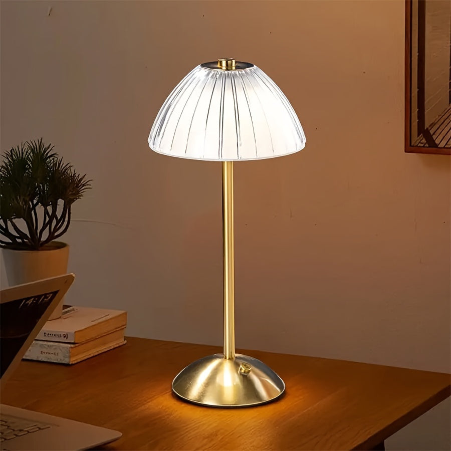 Rechargeable Table Lamp – Touch Control – Dimmable LED – Crystal-Style Shade