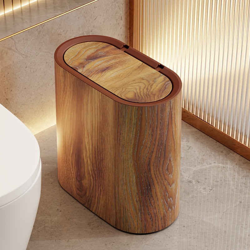 Marble Pattern Bin with Lid – Oval – Space-Saving – Bathroom & Kitchen