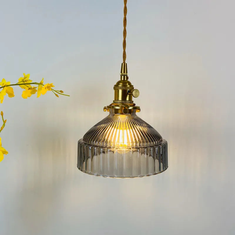 vintage ribbed glass pendant light