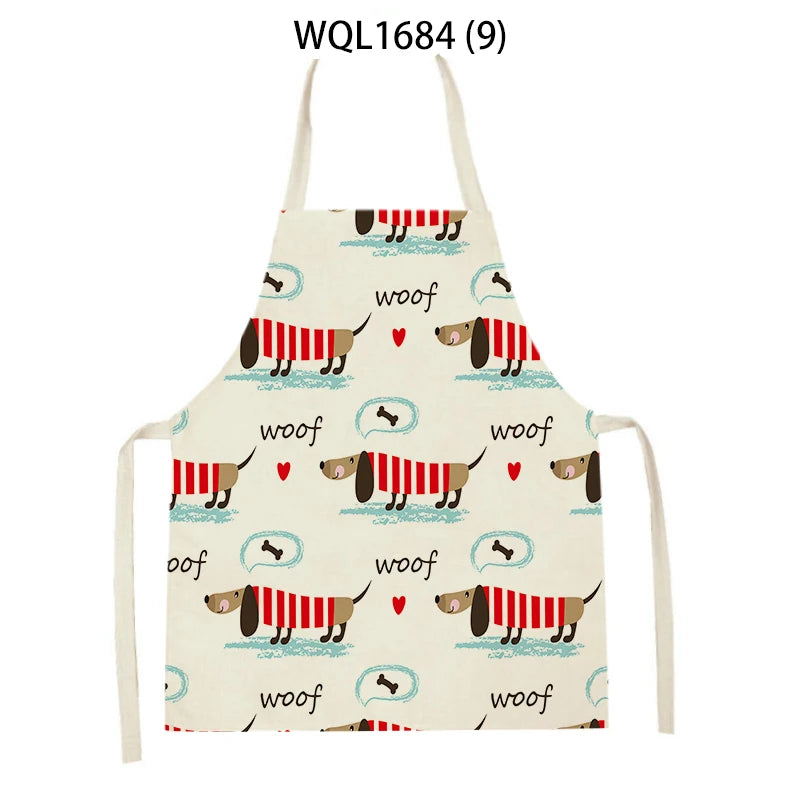 1Pcs Kitchen Apron Dachshund Animal Printed Sleeveless Cute Dachshund Aprons for Men Women Home Cleaning Tools 55*68Cm Tablier