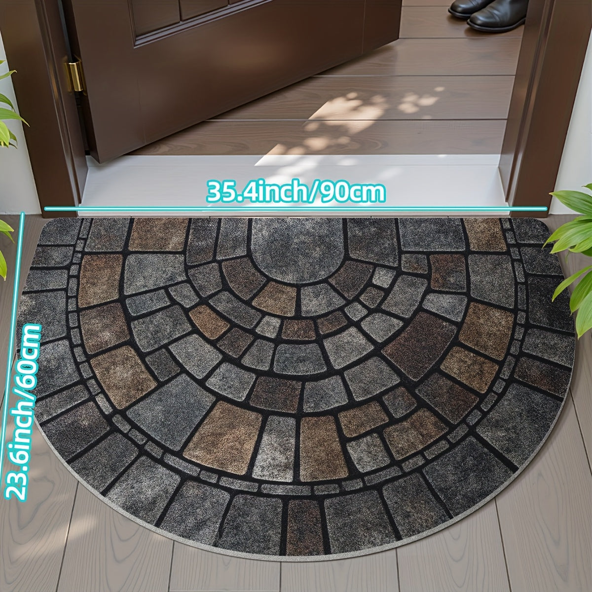 Semi-Circular Door Mat – Non-Slip – Polyester – Indoor & Outdoor