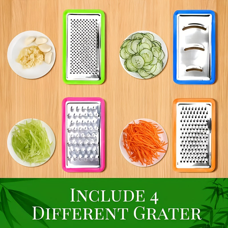 Bamboo Cutting Board – 4 Blades – Storage Trays – Kitchen Prep