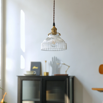 vintage ribbed glass pendant light