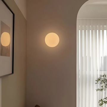 Round Glass Wall Light – Frosted Glass – Warm Light