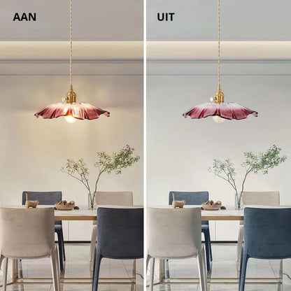 Flower Glass Pendant Light Adjustable For Home