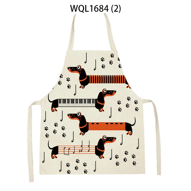1Pcs Kitchen Apron Dachshund Animal Printed Sleeveless Cute Dachshund Aprons for Men Women Home Cleaning Tools 55*68Cm Tablier