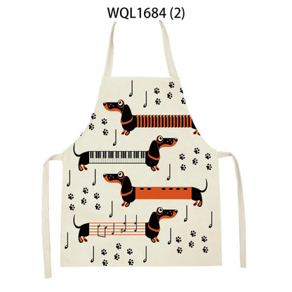 1Pcs Kitchen Apron Dachshund Animal Printed Sleeveless Cute Dachshund Aprons for Men Women Home Cleaning Tools 55*68Cm Tablier